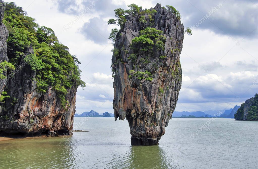 Famous James Bond island near Phuket in Thailand.