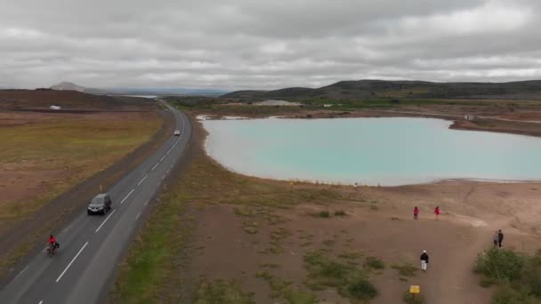 Myvatn Islande Août 2019 Piscine Géothermique Chaude Lac Hverir Myvatn — Video