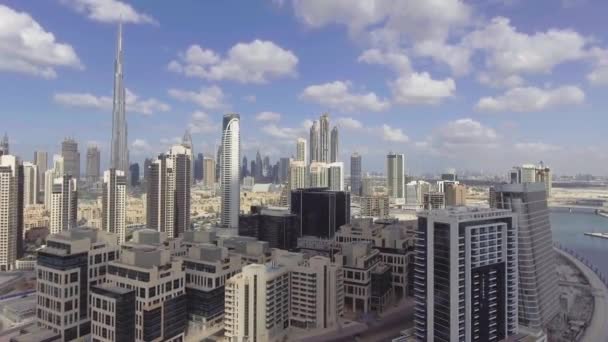 Dubai Vae December 2016 Luchtfoto Van Downtown Skyline City River — Stockvideo