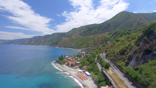 Flygfoto Över Kalabriens Kust Och Väg Italien Scilla Från Luften — Stockvideo