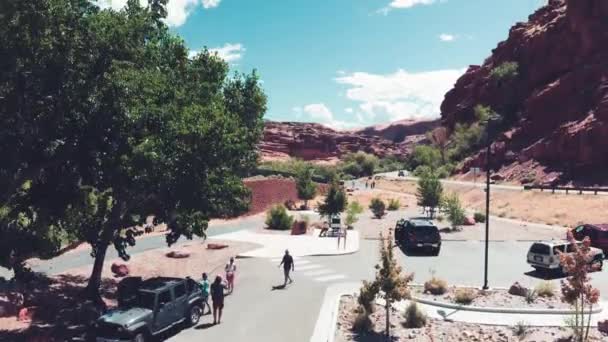 Geweldig Uitzicht Vanuit Lucht Arches National Park Utah — Stockvideo