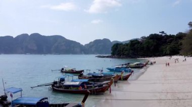 Güneşli bir günde güzel deniz kıyısının manzaralı görüntüleri.