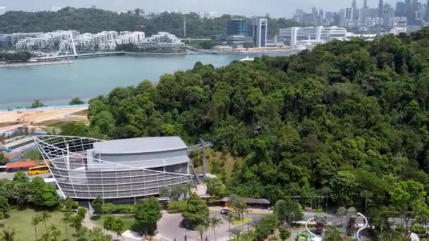Sentosa Singapore January 2020 Pemandangan Udara Panorama Pantai Siloso Dan — Stok Video