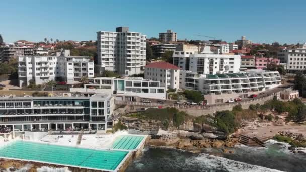 Vista Aérea Incrível Paisagem Bondi Beach Sydney Austrália Miradouro Drone — Vídeo de Stock