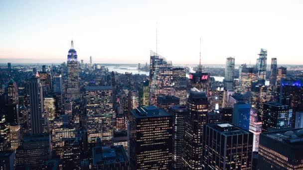 Urban Scen Bilder Vackra New York Stad Natten Usa — Stockvideo