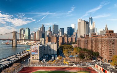Lower Manhattan ve FDR Drive, New York, ABD.