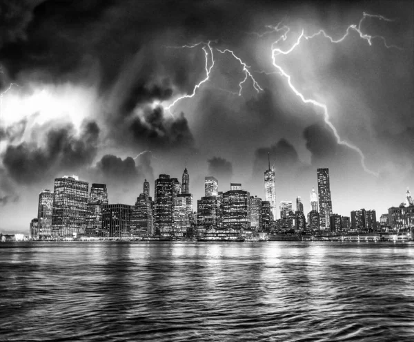 Καταιγίδα Έρχεται Προς Τον Ορίζοντα Της Νέας Υόρκης Ηπα — Φωτογραφία Αρχείου