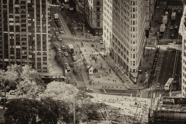 美国纽约市曼哈顿弗拉蒂龙大楼和麦迪逊广场公园的空中景观 — 图库照片