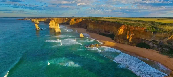 Twelve Apostles Sunset Port Campbell National Park Australia Vista Aérea —  Fotos de Stock