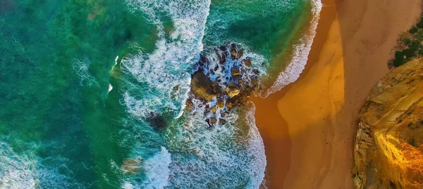 Panorámás Felülnézet Tizenkét Apostol Naplementekor Port Campbell Nemzeti Park Victoria — Stock Fotó