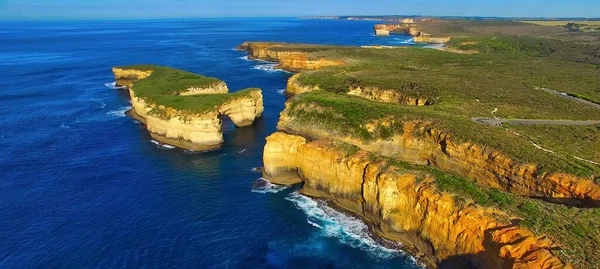 Loch Ard Gorge Great Ocean Road Vista Panorâmica Drone Aéreo — Fotografia de Stock