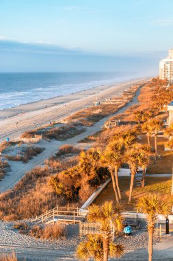 Güney Carolina 'daki Myrtle Beach sahil şeridinin hava manzarası..