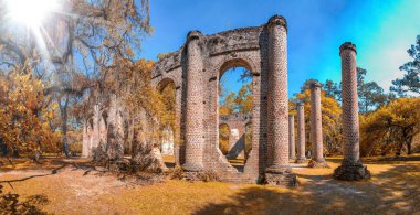 Old Sheldon ChuThe ruins of Sheldon Church built in 1745 near Beaufort South Carolina. clipart