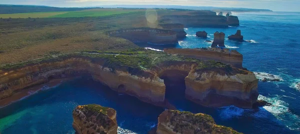 Loch Ard Gorge Panoric Airview Drone Island Arch Lookout Great — 스톡 사진