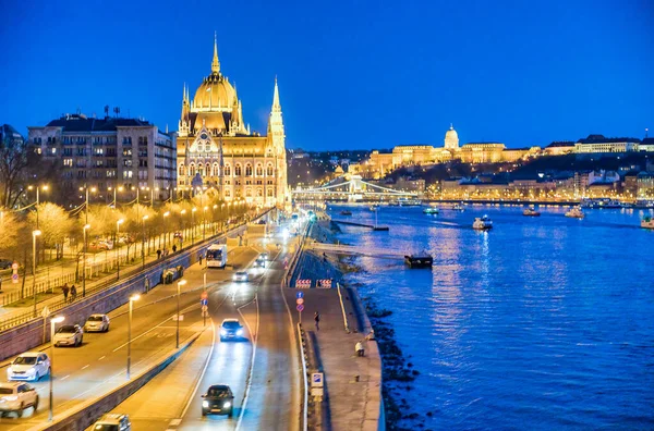 Night View Hungarian Parliament Budapest — Stock Photo, Image