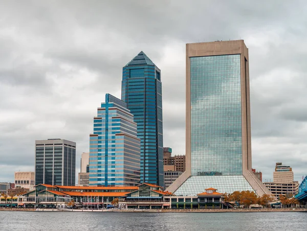 Jacksonville Florida Állam Naplemente Kilátás Városi Felhőkarcolók — Stock Fotó