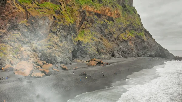 Reynisfjara Black Beach Sul Islândia Temporada Verão Vista Aérea — Fotografia de Stock