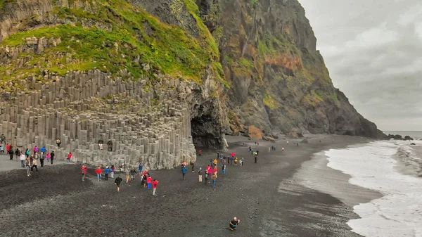 Рейнисфьяра Блэк Бич Южная Исландия Летний Сезон Вид Воздуха — стоковое фото