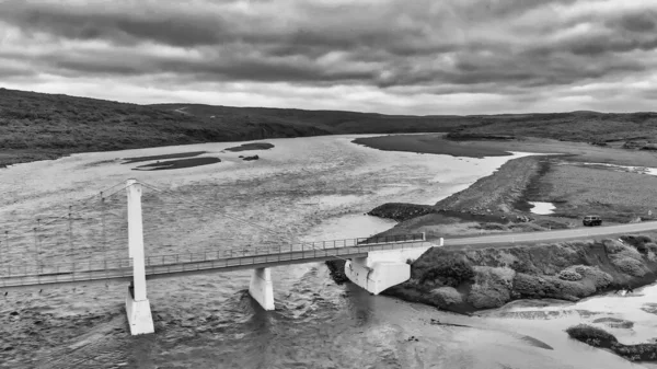 Jokulsa Fjollum Nehri Köprüsü Hava Manzaralı Zlanda Nın Uzun Ikinci — Stok fotoğraf