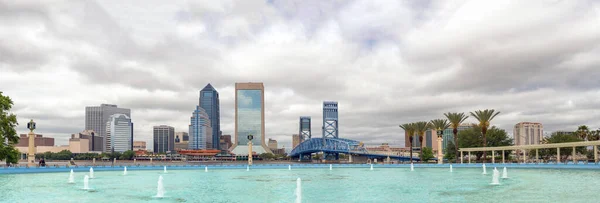 Jacksonville Florida Panoramablick Auf Die Innenstadt Und Brücke Der Dämmerung — Stockfoto