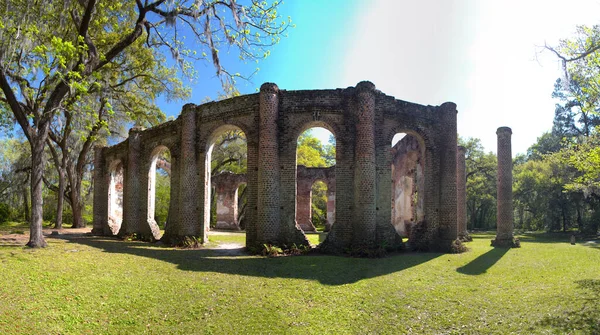 Old Sheldon Chuas Ruínas Igreja Sheldon Construído 1745 Perto Beaufort — Fotografia de Stock