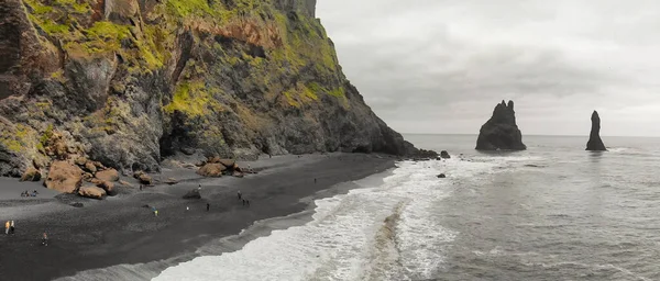 Воздушный Вид Черный Пляж Рейкьявика Летнем Сезоне Исландия — стоковое фото