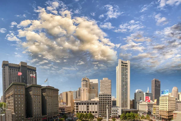 Union Square Şehir Binalarının Panoramik Manzarası San Francisco — Stok fotoğraf