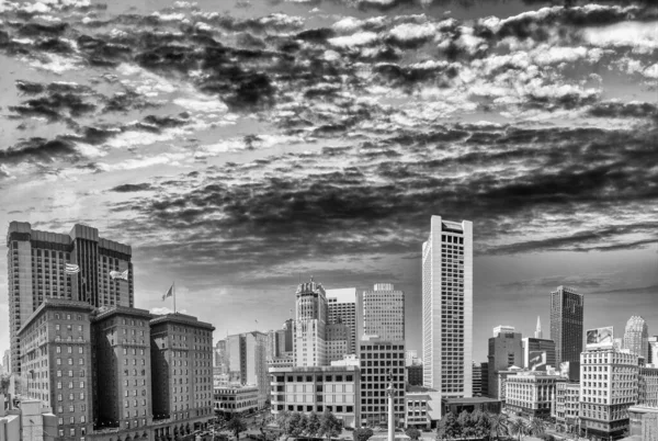San Francisco Daki Union Square Binaları Günbatımında Panoramik Hava Manzarası — Stok fotoğraf