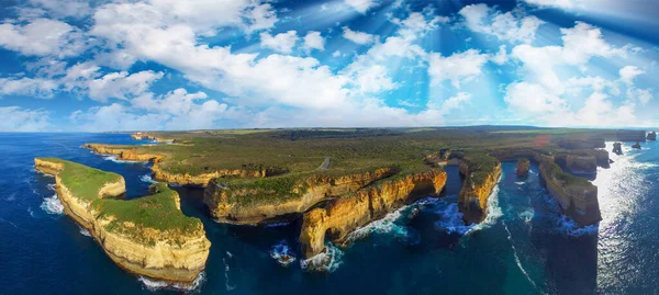 Loch Ard Gorge Vista Aérea Panorámica Desde Dron Island Arch —  Fotos de Stock