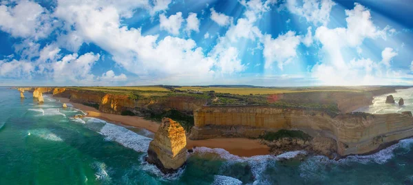 Dodici Apostoli Tramonto Port Campbell National Park Australia Vista Aerea — Foto Stock