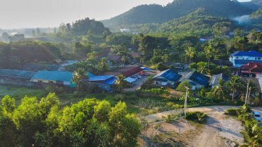 Ao Nang 'ın panoramik hava manzarası, Tayland. Krabi Eyaleti.