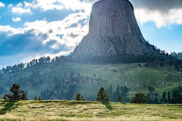 Devils Tower Alam Landscape Saat Matahari Terbenam Wyoming Amerika Serikat — Stok Foto