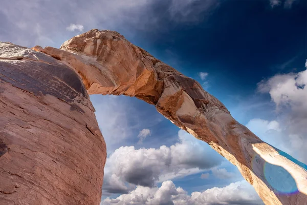 Himmelsblick Auf Delicate Arch Arches National Park Felsformation Und Blauer — Stockfoto