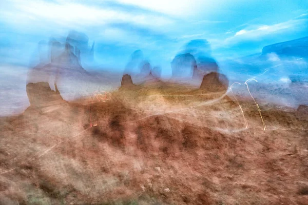 Vista Borrosa Monument Valley Tema Movimiento Rápido Imagen Abstracta — Foto de Stock