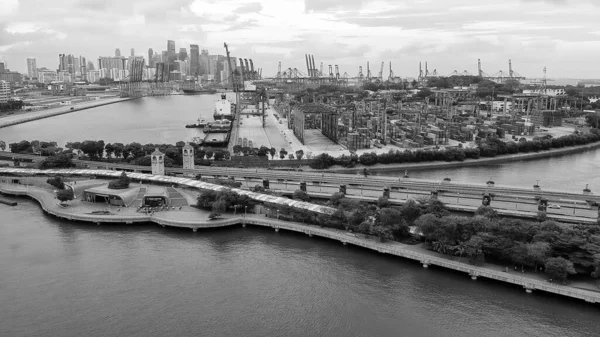 Isla Sentosa Singapur Vista Aérea Del Paisaje Urbano Costa —  Fotos de Stock