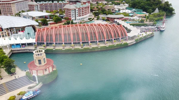 Sentosa Adası Singapur Şehir Kıyı Şeridinin Havadan Görüntüsü — Stok fotoğraf