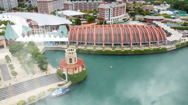 Vista Aerea Dell Isola Sentosa Dei Resort Singapore — Foto Stock