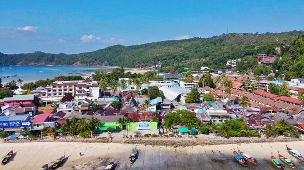 Luftaufnahme Von Phi Phi Island Port Und Tonsai Pier Thailand — Stockfoto
