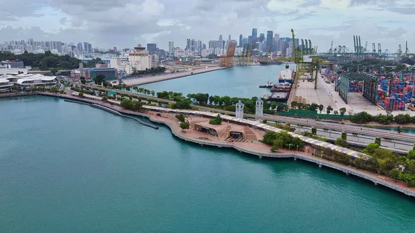 Flygfoto Över Sentosa Island Och Orter Singapore — Stockfoto