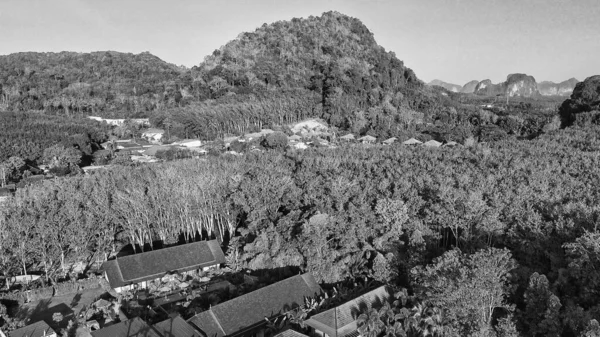 Vista Aérea Preto Branco Zona Rural Nang Tailândia Província Krabi — Fotografia de Stock