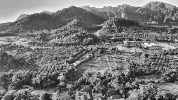 Vista Aerea Bianco Nero Della Campagna Nang Thailandia Provincia Krabi — Foto Stock