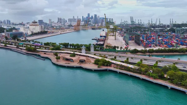 Flygfoto Över Sentosa Island Och Orter Singapore — Stockfoto