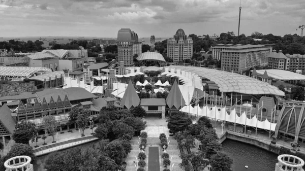 新加坡Sentosa岛和度假胜地的黑白照片 — 图库照片