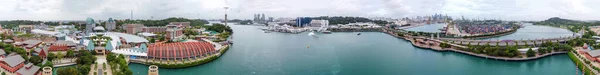 Sentosa Singapore January 2020 Universal Studios City Skyline Panoramic View — 스톡 사진