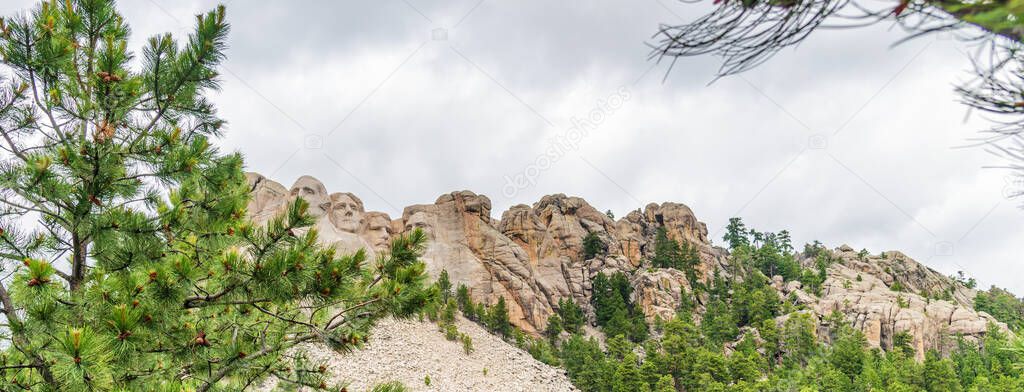 The Mount Rushmore surrounded by trees, South Dakota.