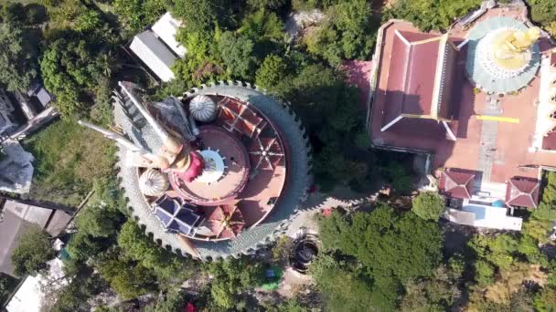 Sam Phran Bölgesindeki Wat Samphran Ejder Tapınağı Nın Havadan Görünüşü — Stok video
