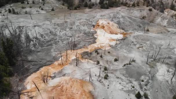 Imágenes Aéreas Escénicas Del Parque Nacional Yellowstone Mammoth Hot Springs — Vídeos de Stock