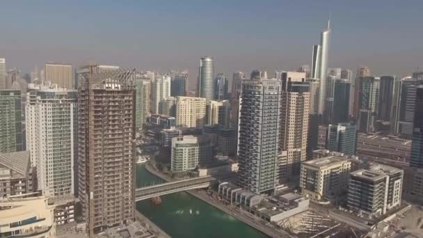 Luftaufnahme Der Wolkenkratzer Der Dubai Marina Vae Video — Stockvideo