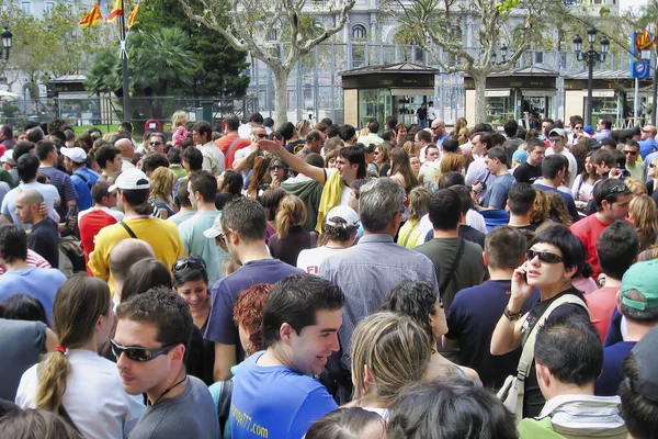 Valencia Spanje Maart 2007 Toeristen Lokale Bevolking Het Plein Van — Stockfoto