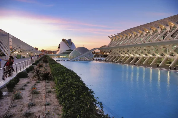 Valencia Spanien März 2007 Moderne Stadtarchitektur Einem Schönen Winterabend — Stockfoto